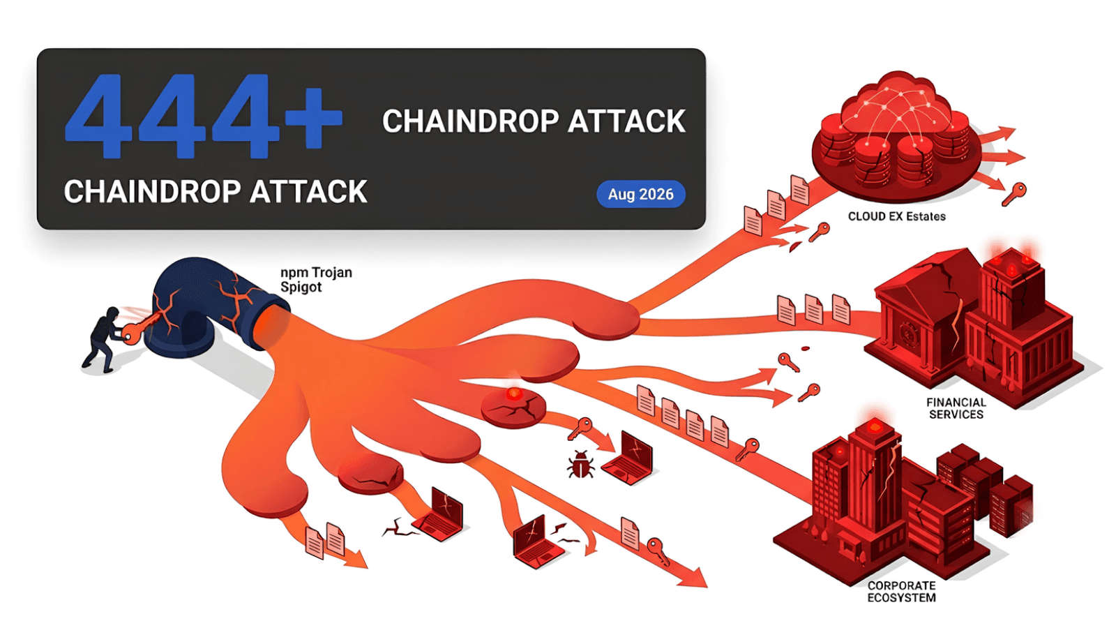 Le ver npm ChainDrop touche plus de 400 paquets : un seul identifiant vole devient une attaque de chaine logicielle auto-propagee